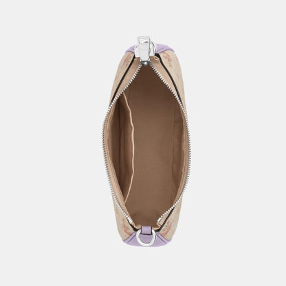 CAL37-TERI SHOULDER BAG IN SIGNATURE CANVAS WITH FLORAL PRINT-SV/SAND MULTI