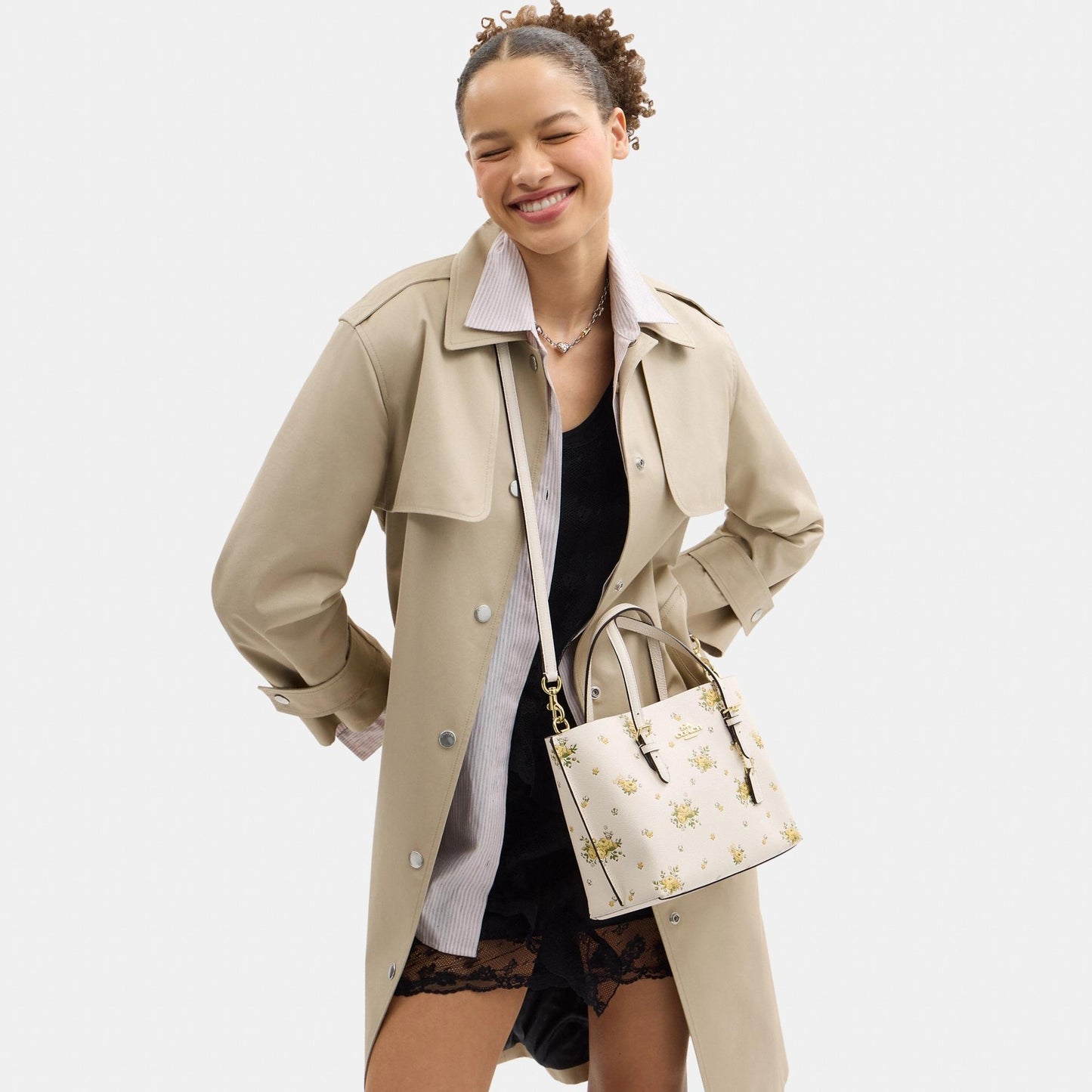 CAL44-MOLLIE TOTE BAG 25 WITH FLORAL PRINT-IM/Chalk Multi