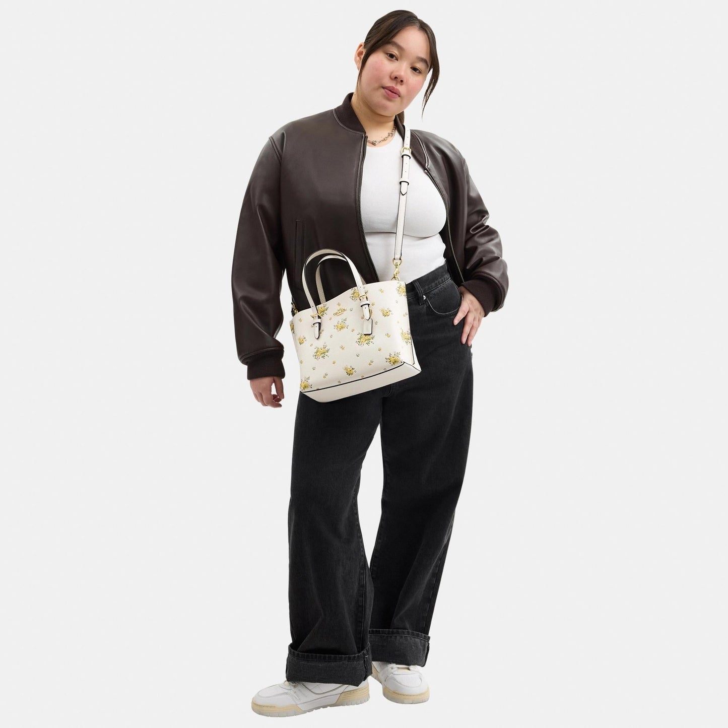 CAL44-MOLLIE TOTE BAG 25 WITH FLORAL PRINT-IM/Chalk Multi