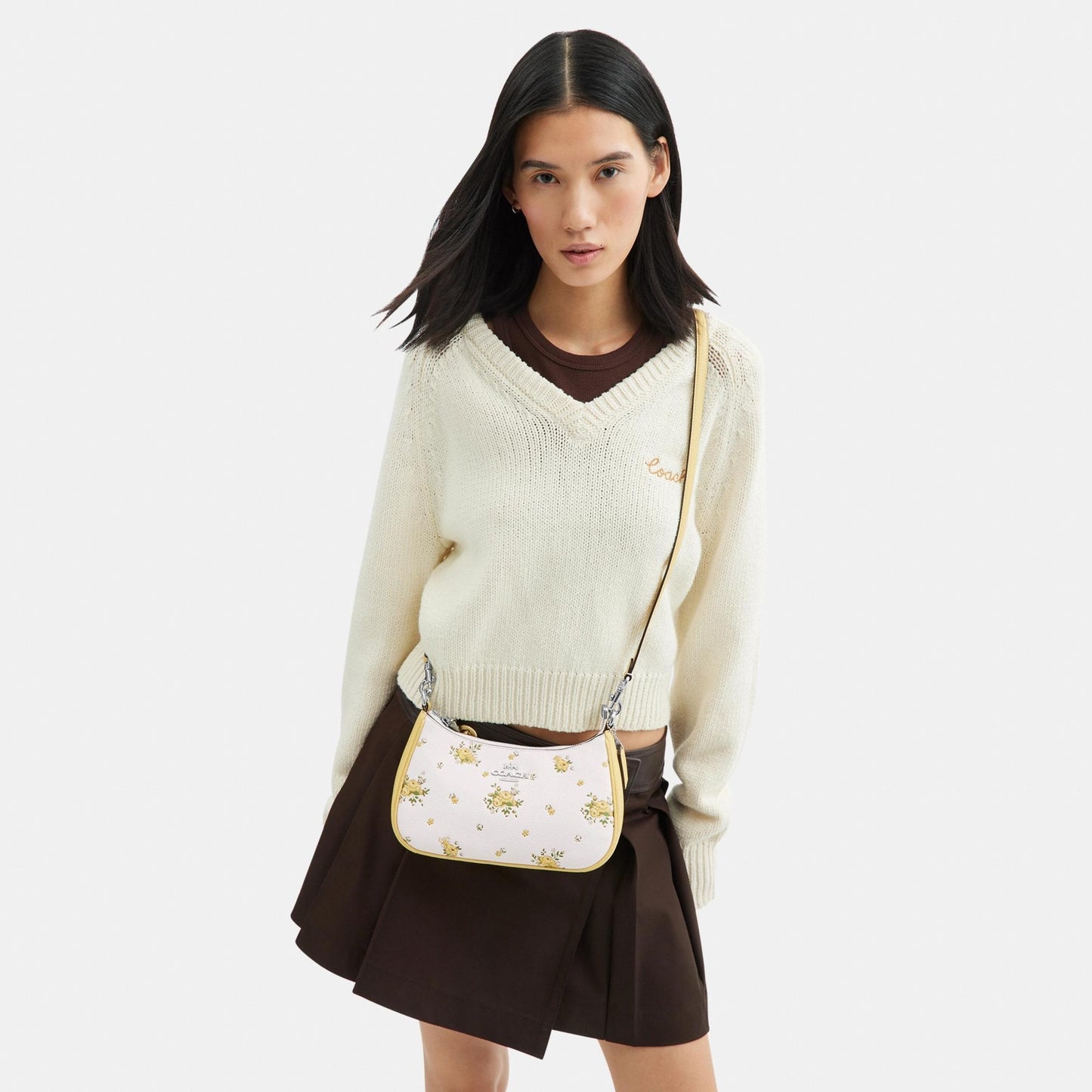 CAL45-TERI SHOULDER BAG WITH FLORAL PRINT-SV/Chalk Multi