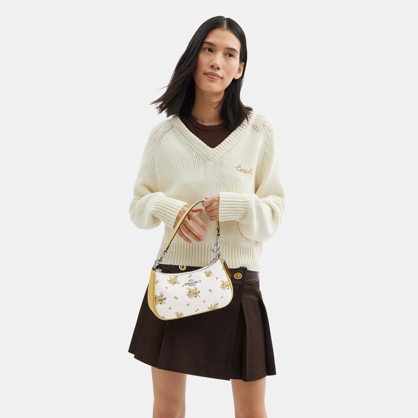 CAL45-TERI SHOULDER BAG WITH FLORAL PRINT-SV/Chalk Multi