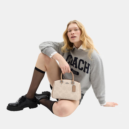CAL53-SAVANNAH SMALL CARRYALL BAG IN SIGNATURE CANVAS-SV/Sand/Taupe