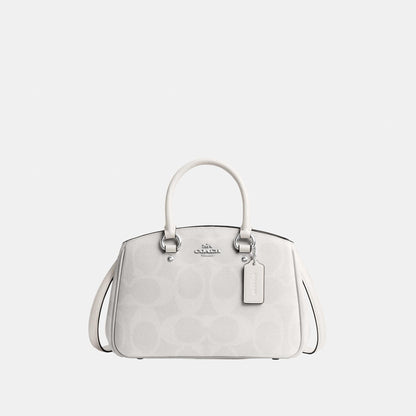 CAL53-SAVANNAH SMALL CARRYALL BAG IN SIGNATURE CANVAS-SV/White/Chalk