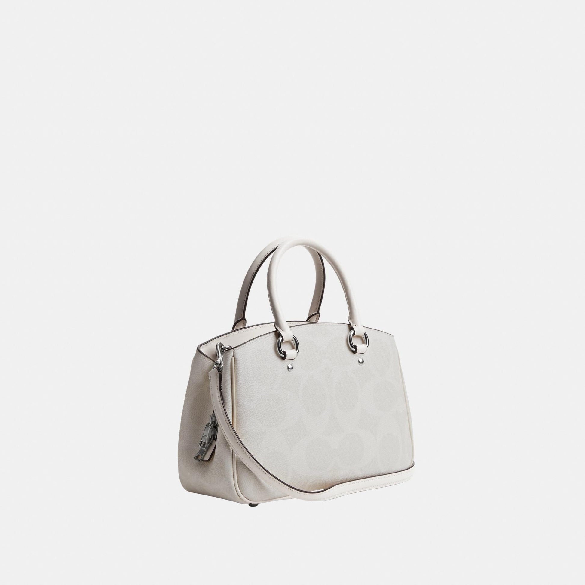 CAL53-SAVANNAH SMALL CARRYALL BAG IN SIGNATURE CANVAS-SV/White/Chalk