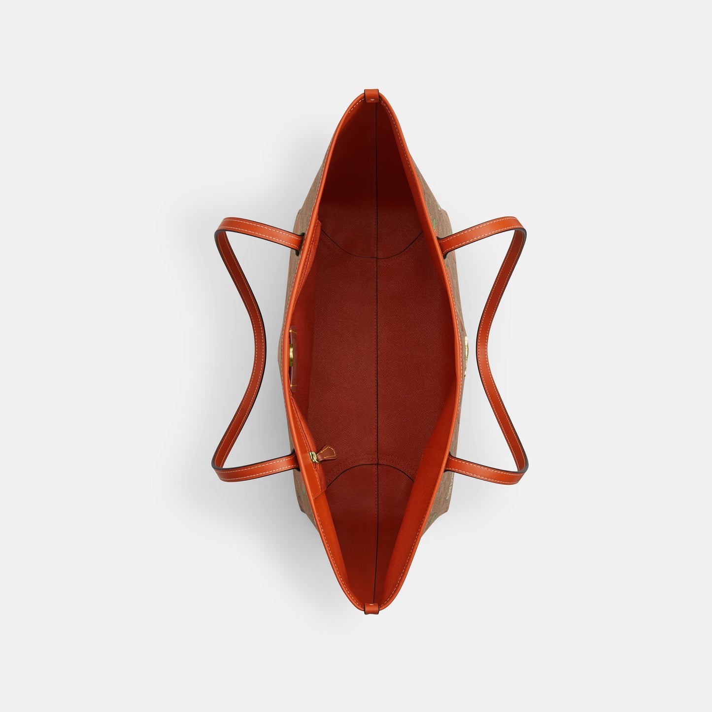 CAL74-City Tote Bag In Signature Canvas With Orange Print-Im/Tan Multi