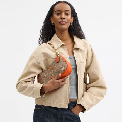 CAL80-Teri Shoulder Bag In Signature Canvas With Orange Print-Im/Tan Multi