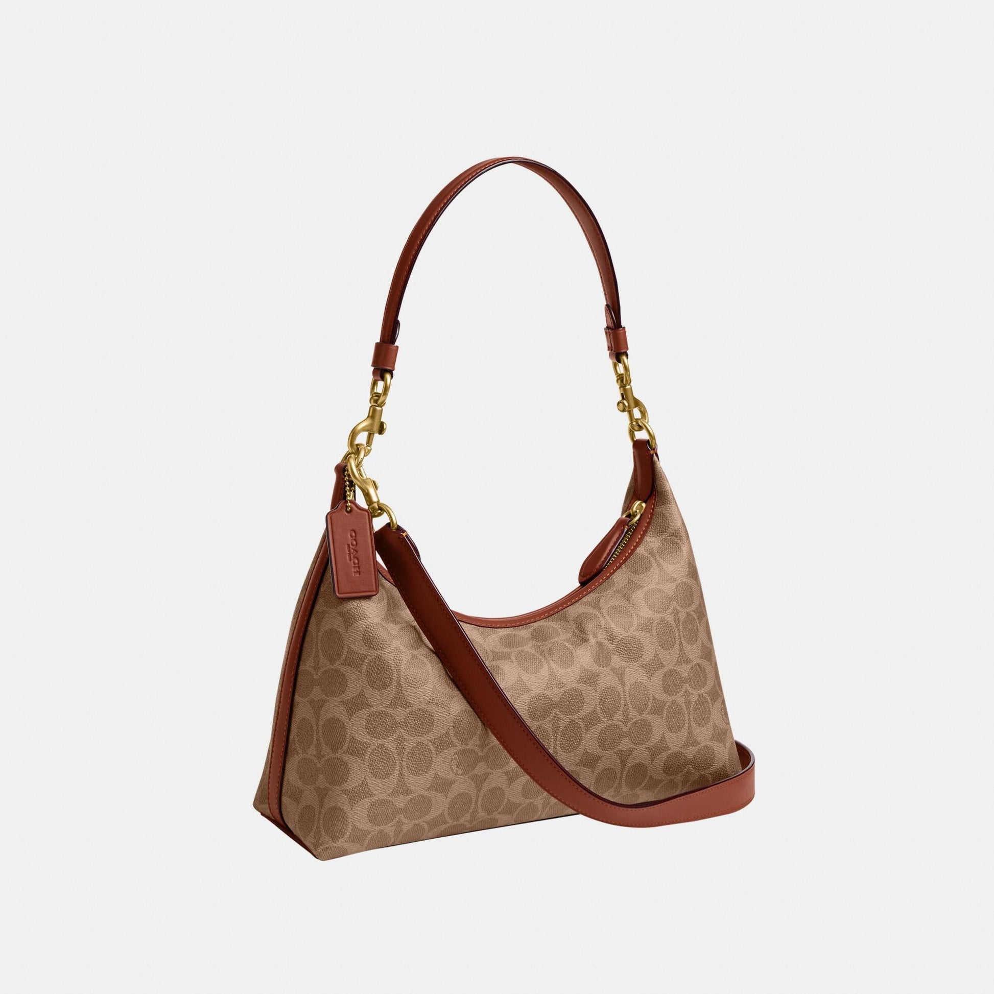 CAM23-JULIET SHOULDER BAG IN SIGNATURE CANVAS-B4/Tan Caramel