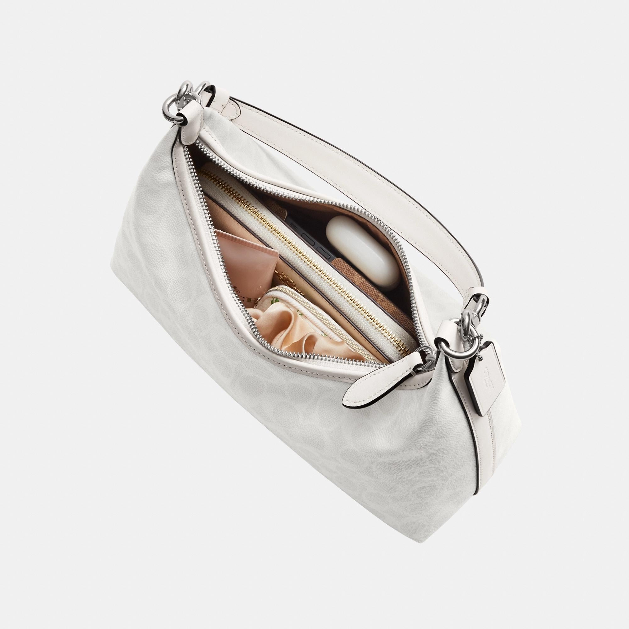 CAM23-JULIET SHOULDER BAG IN SIGNATURE CANVAS-LH/White Chalk