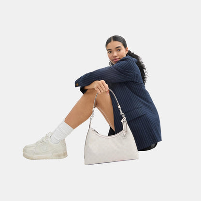 CAM23-JULIET SHOULDER BAG IN SIGNATURE CANVAS-LH/White Chalk