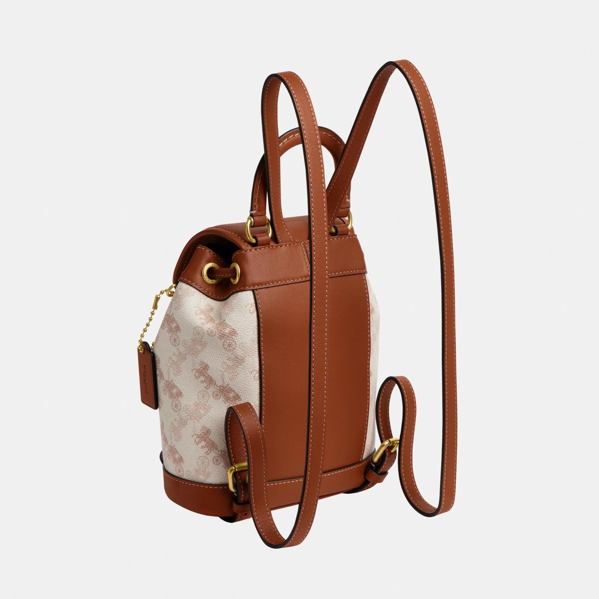 CAM31-HARPER BACKPACK WITH HORSE AND CARRIAGE PRINT-B4/Chalk Burnished Amber