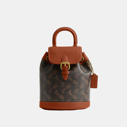 CAM31-HARPER BACKPACK WITH HORSE AND CARRIAGE PRINT-B4/Truffle Burnished Amber