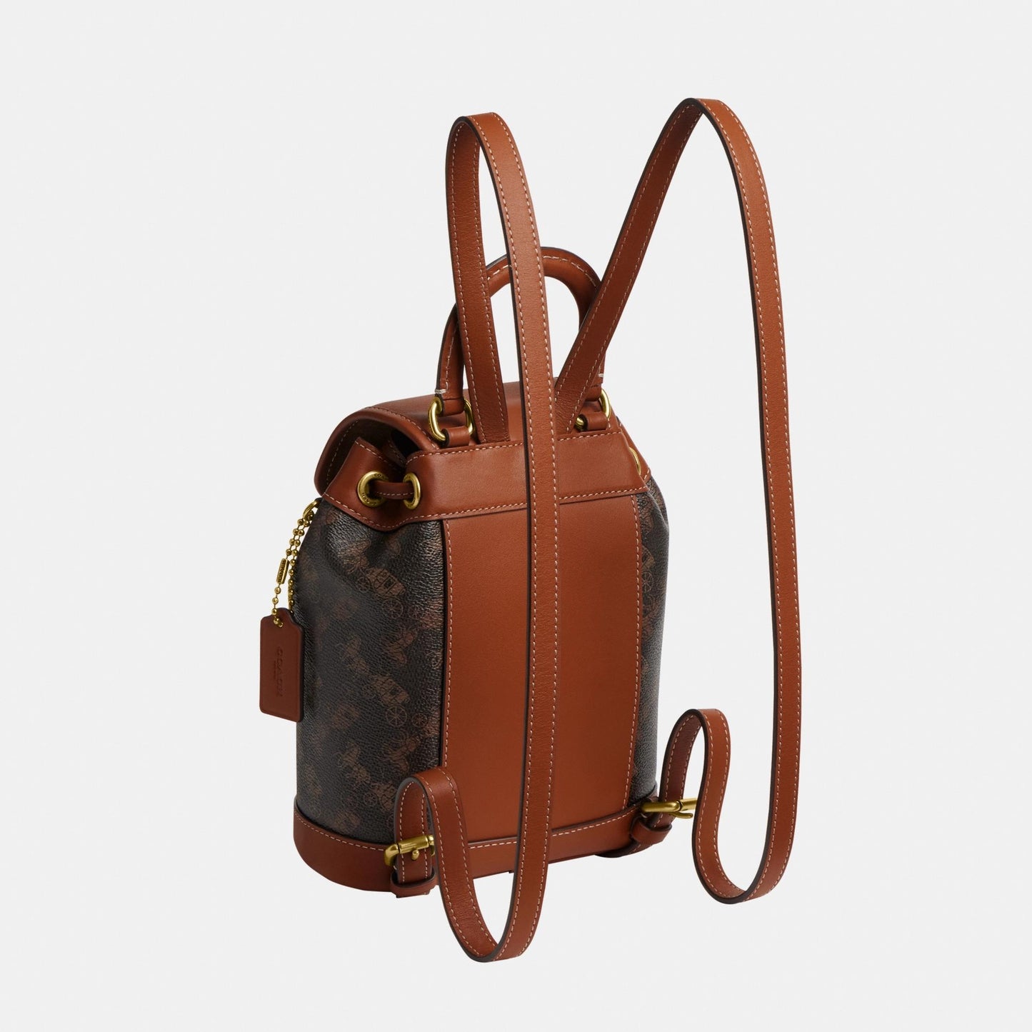 CAM31-HARPER BACKPACK WITH HORSE AND CARRIAGE PRINT-B4/Truffle Burnished Amber