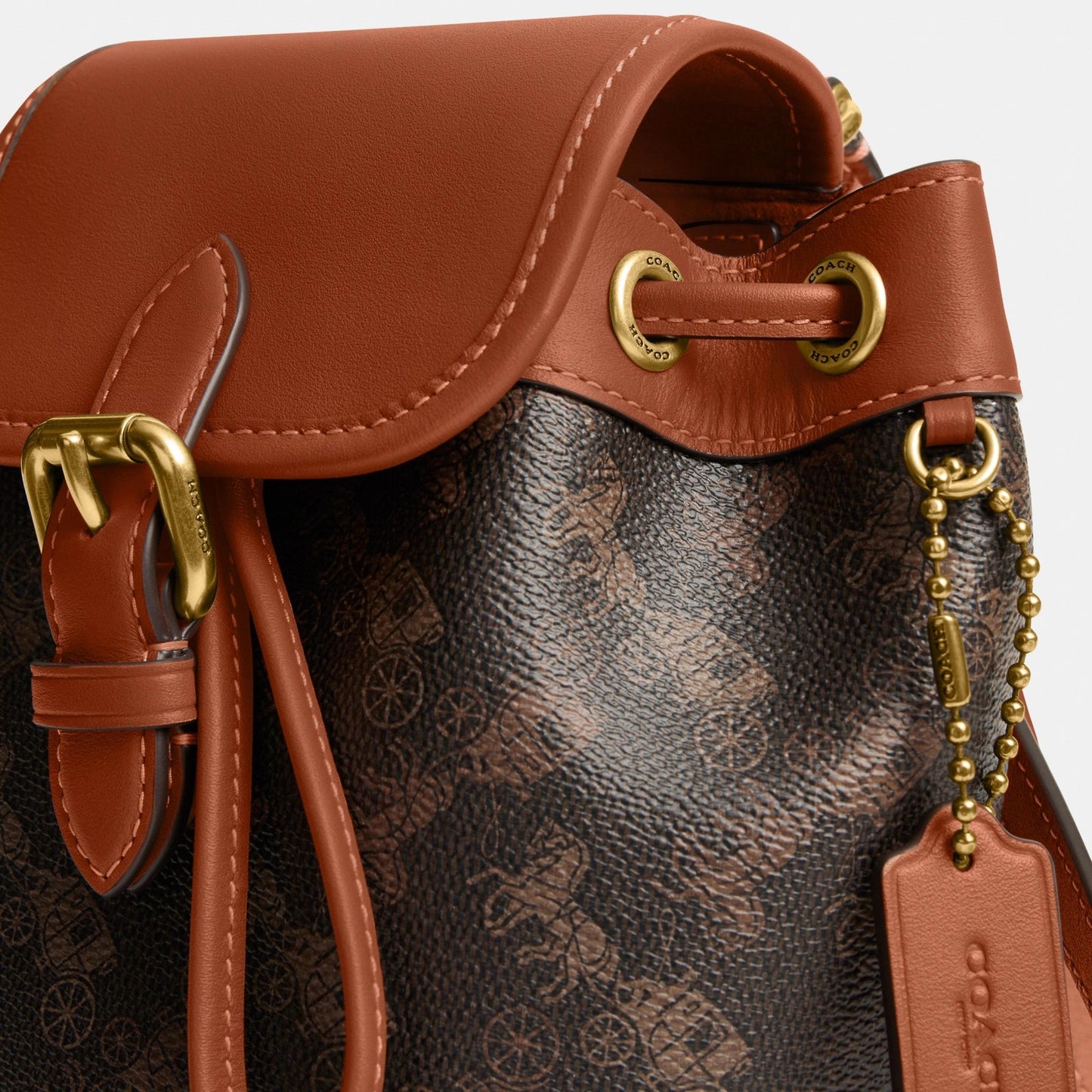 CAM31-HARPER BACKPACK WITH HORSE AND CARRIAGE PRINT-B4/Truffle Burnished Amber