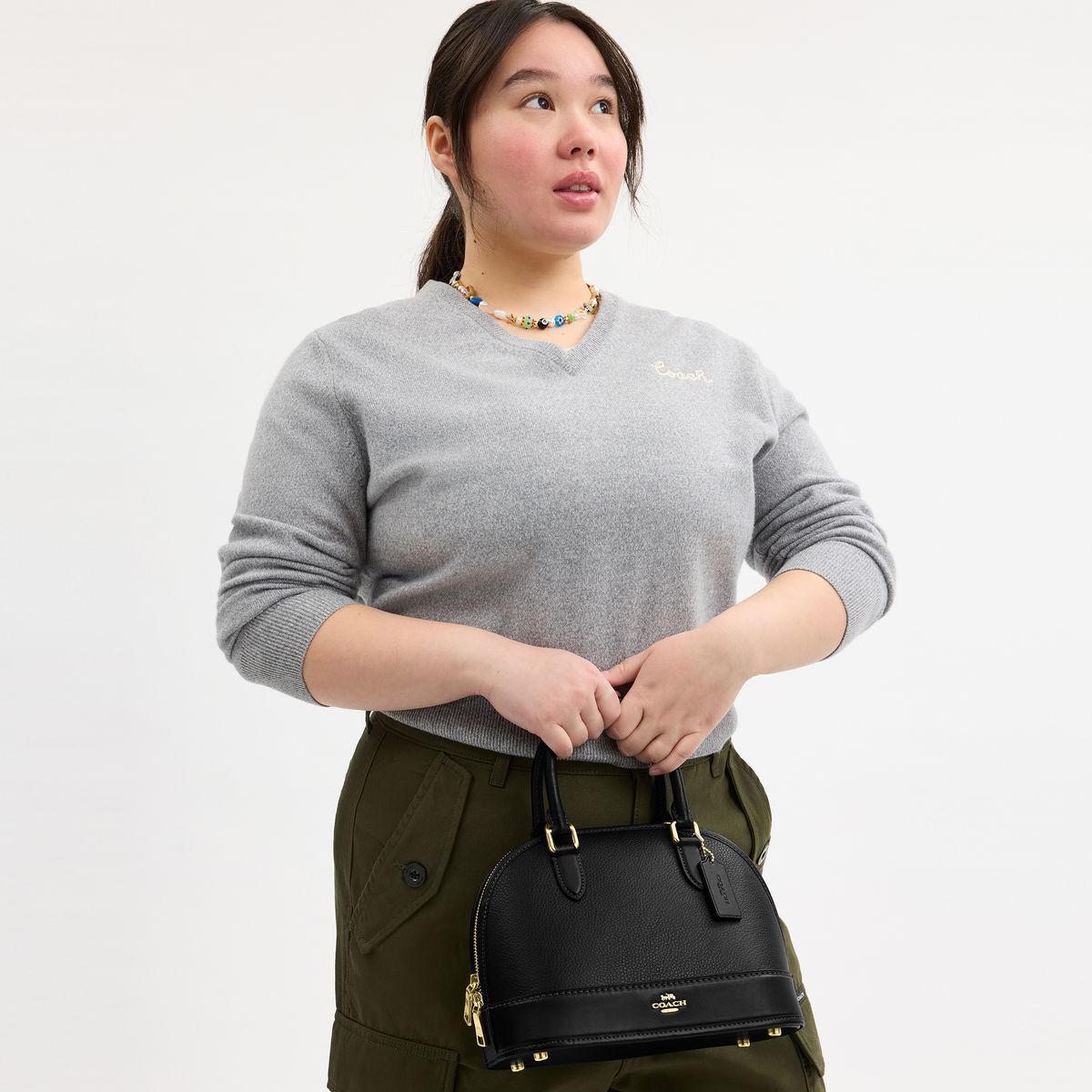 CAM55-Sabrina Satchel Bag-Im/Black