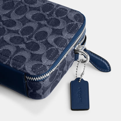 CAM69-CHARTER CROSSBODY BAG 19 IN SIGNATURE DENIM-Deep Blue