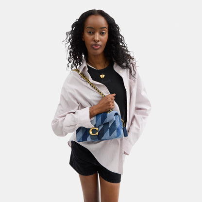 CAM91-TABBY SHOULDER BAG 26 WITH PATCHWORK QUILTING-B4/DENIM MULTI