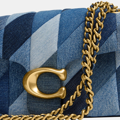 CAM91-TABBY SHOULDER BAG 26 WITH PATCHWORK QUILTING-B4/DENIM MULTI