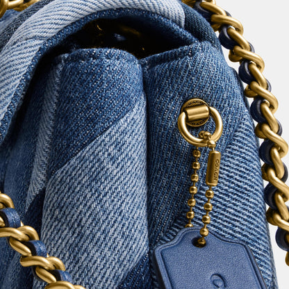 CAM93-TABBY SHOULDER BAG 20 WITH PATCHWORK QUILTING-B4/DENIM MULTI