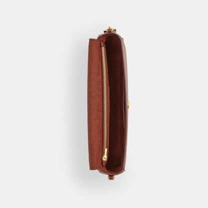 CAN91-BROOK FLAP CHAIN BAG IN SIGNATURE CANVAS-B4/Tan Caramel