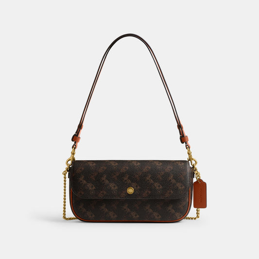 CAN92-BROOK FLAP CHAIN BAG WITH HORSE AND CARRIAGE PRINT-B4/Truffle Burnished Amber
