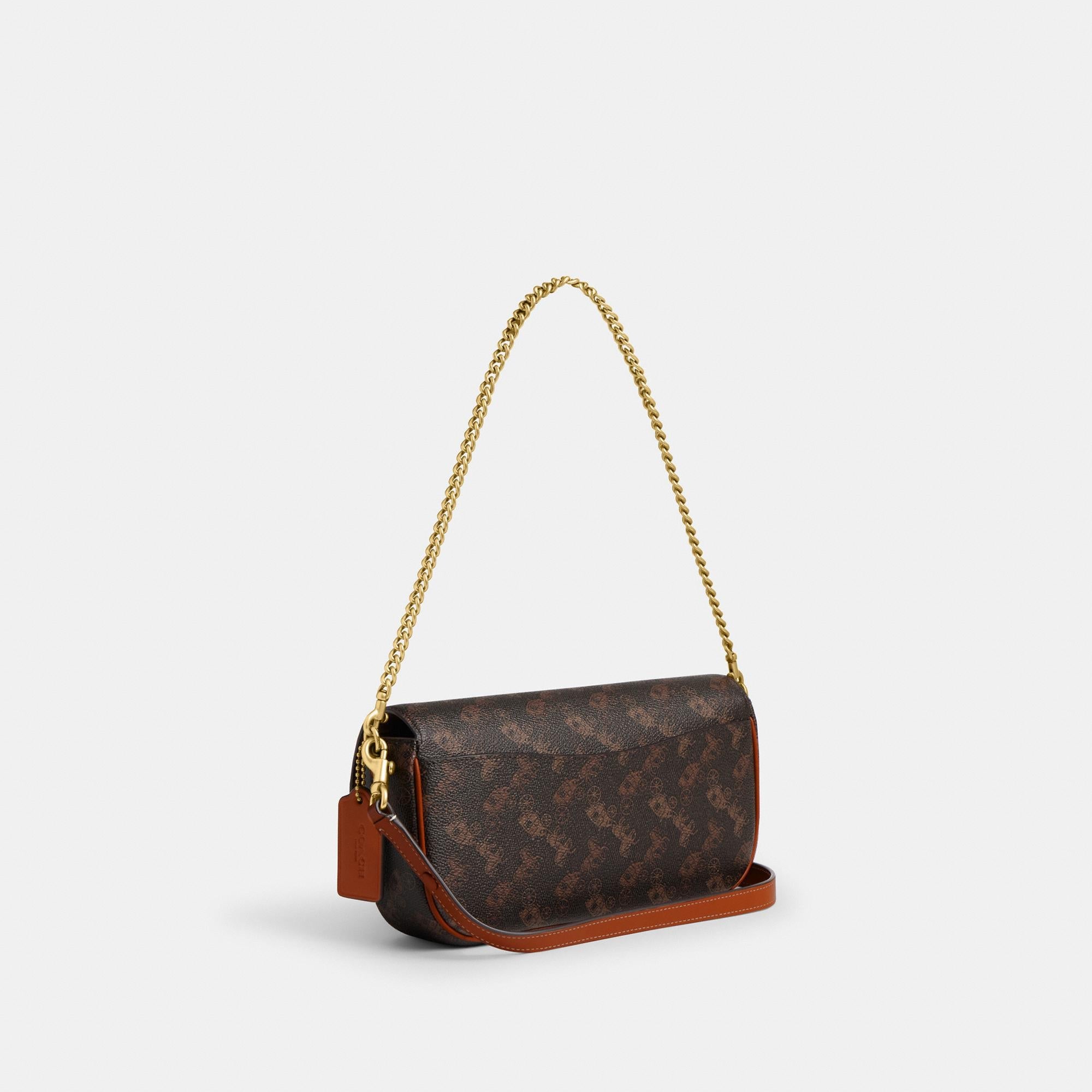 CAN92-BROOK FLAP CHAIN BAG WITH HORSE AND CARRIAGE PRINT-B4/Truffle Burnished Amber