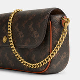 CAN92-BROOK FLAP CHAIN BAG WITH HORSE AND CARRIAGE PRINT-B4/Truffle Burnished Amber