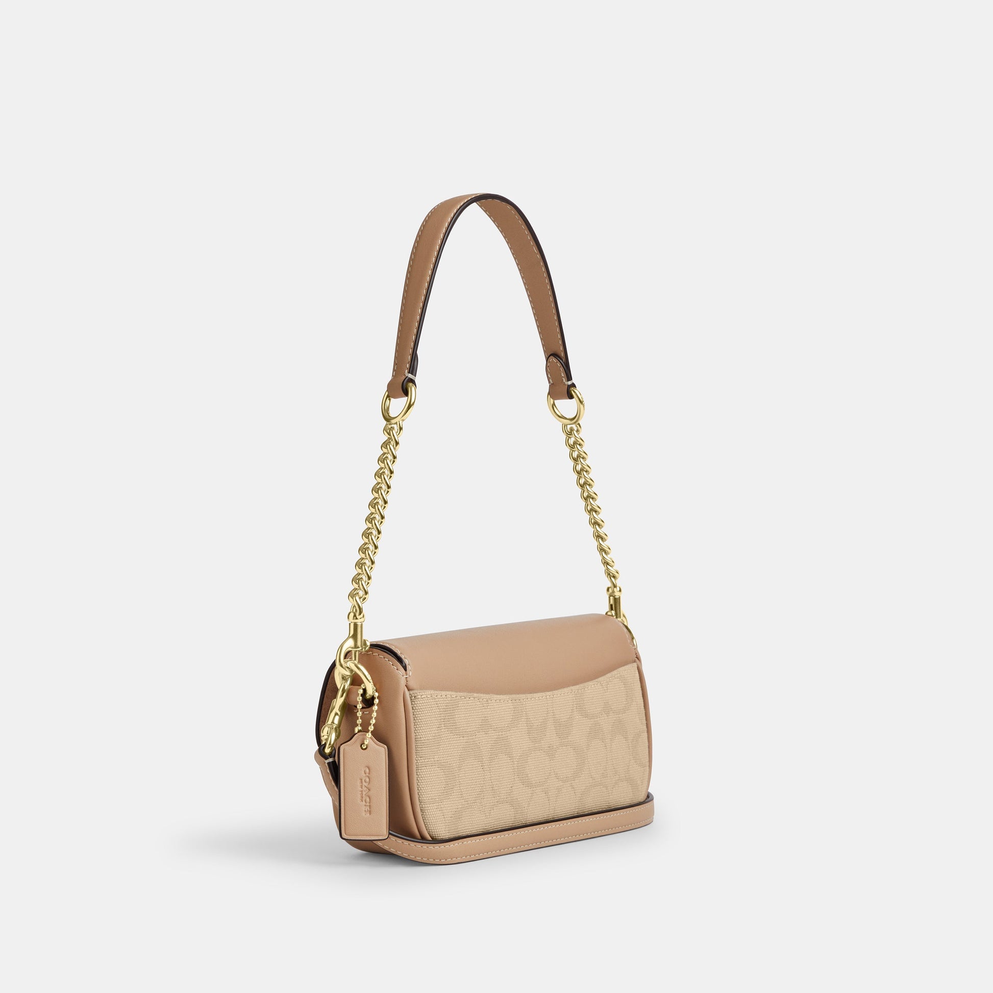 CAN94-Hailey Flap Bag With Signature Canvas-Im/Dark Natural Multi
