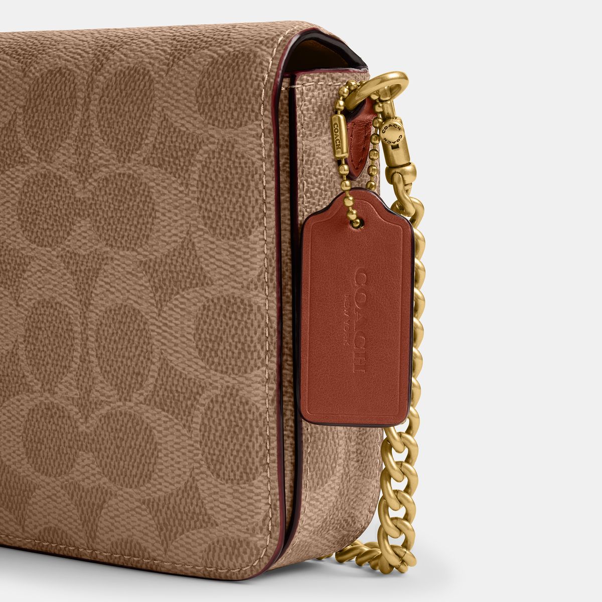 CAO03-Mila Crossbody Bag In Signature Canvas-B4/Tan Caramel