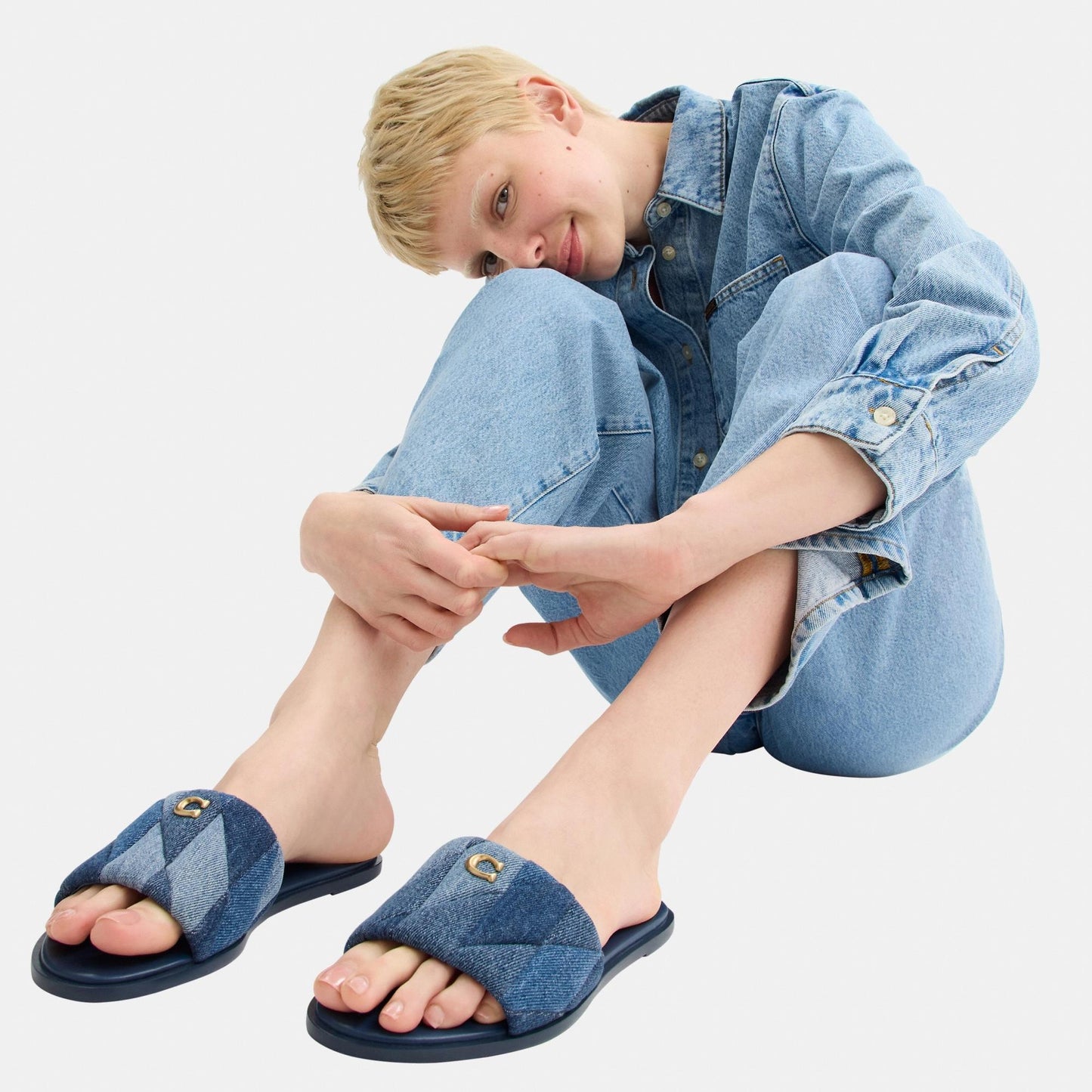 CAR66-HOLLY SANDAL WITH QUILTING-Denim Multi.