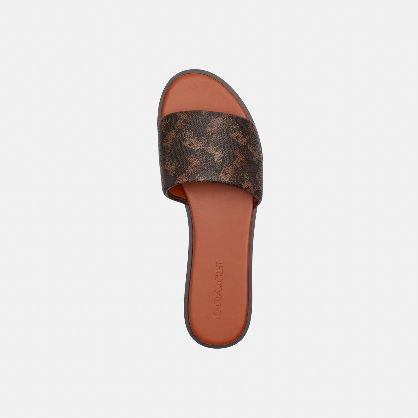 CAR67-HOLLY SANDAL WITH HORSE AND CARRIAGE PRINT-Truffle/Burnished Amber