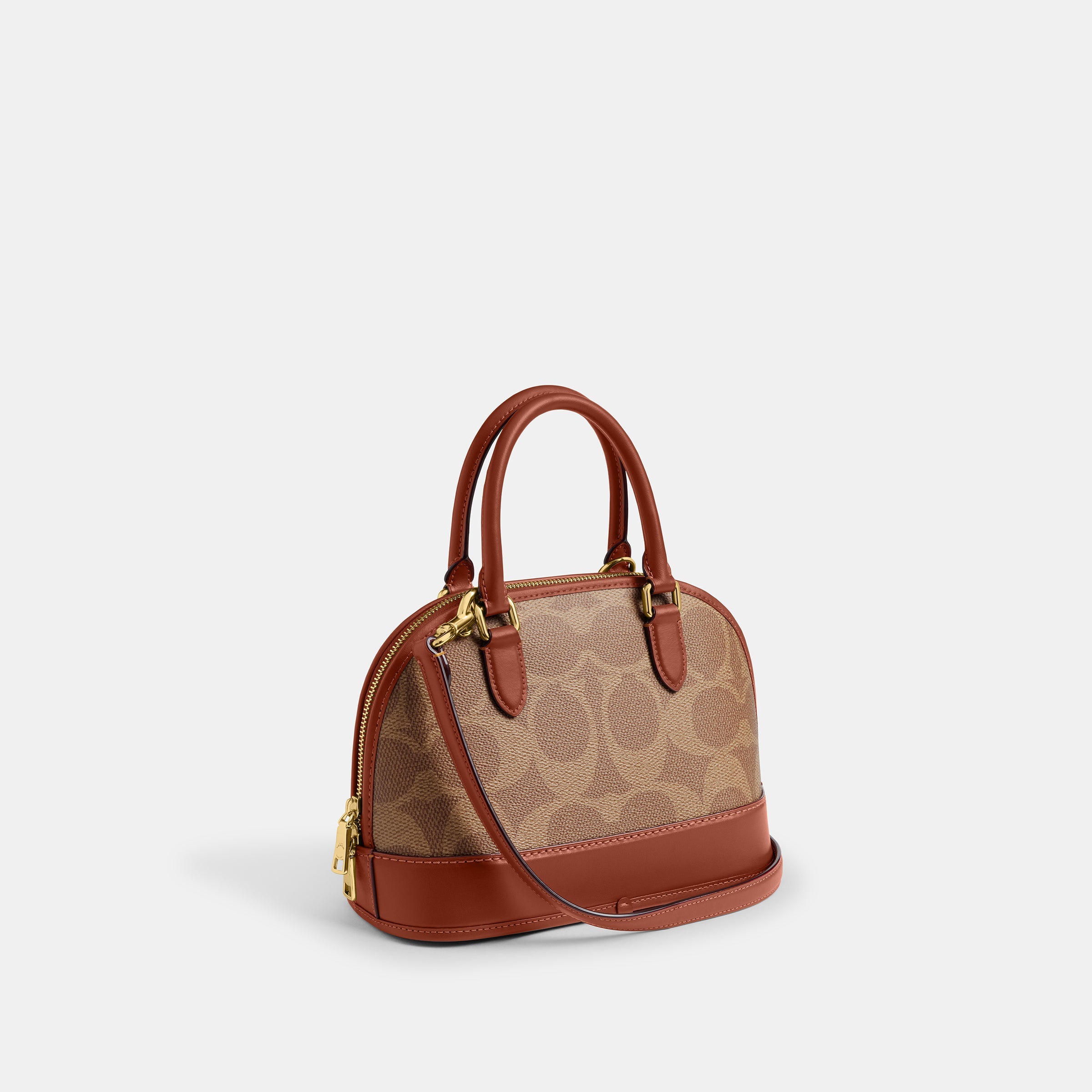 CAS19-Sabrina Satchel Bag In Signature Canvas-Im/Tan/Caramel
