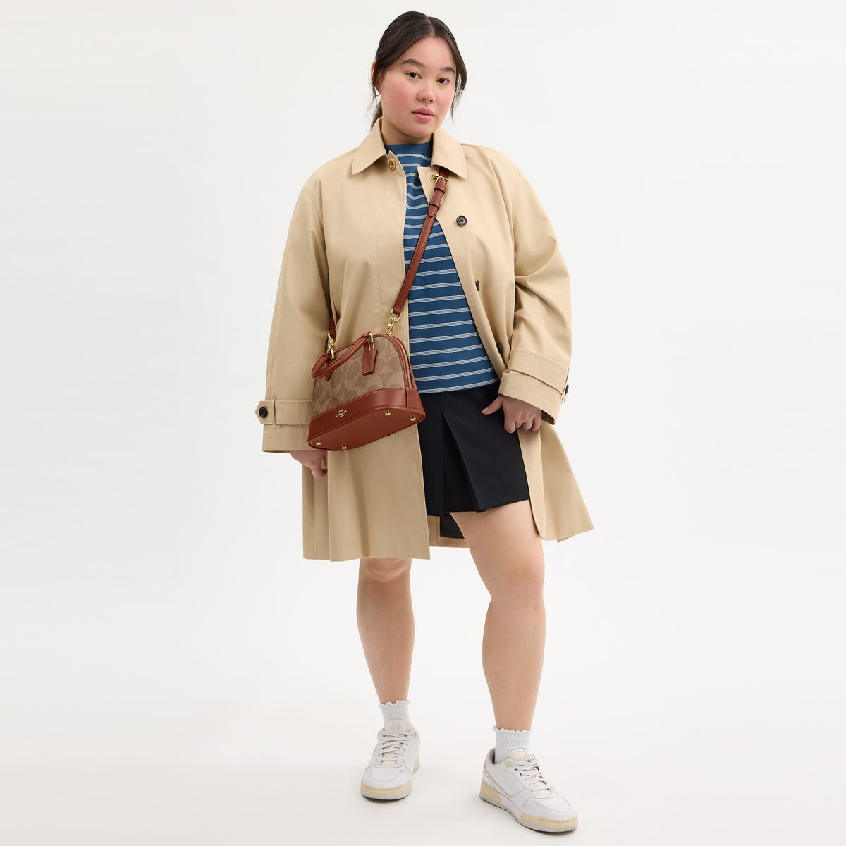 CAS19-Sabrina Satchel Bag In Signature Canvas-Im/Tan/Caramel