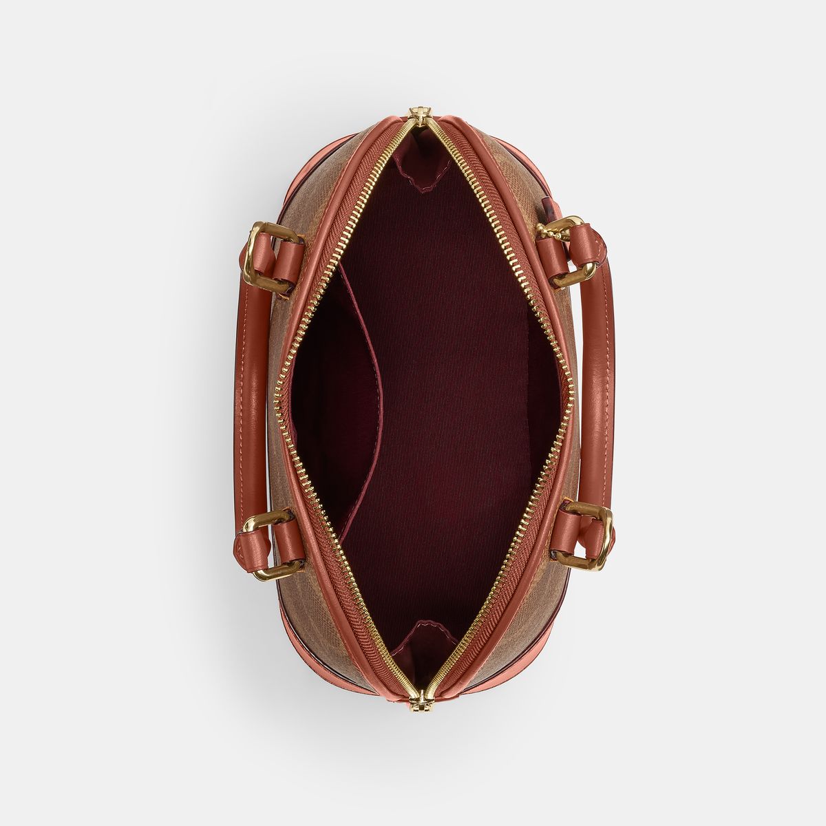 CAS19-Sabrina Satchel Bag In Signature Canvas-Im/Tan/Caramel