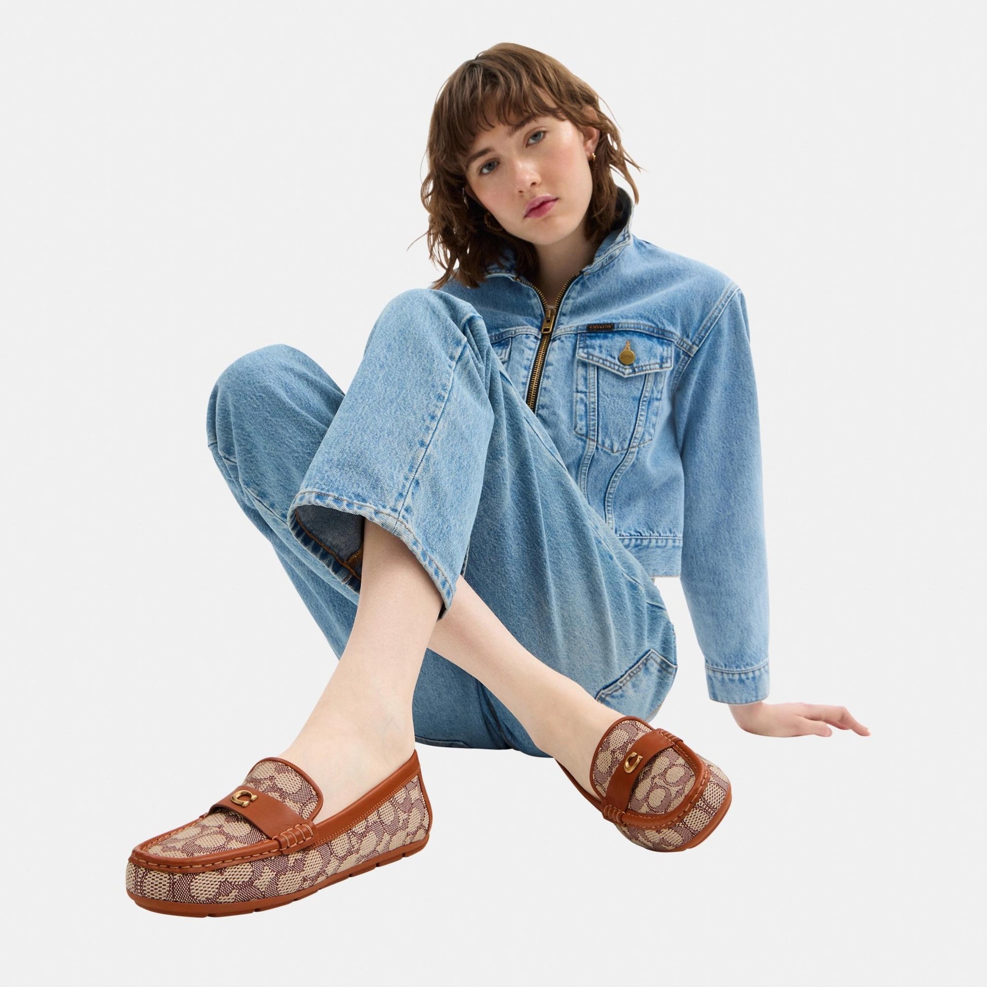 CAS68-Sculpted C Driver In Signature Textile Jacquard-Cocoa/Burnished Amber