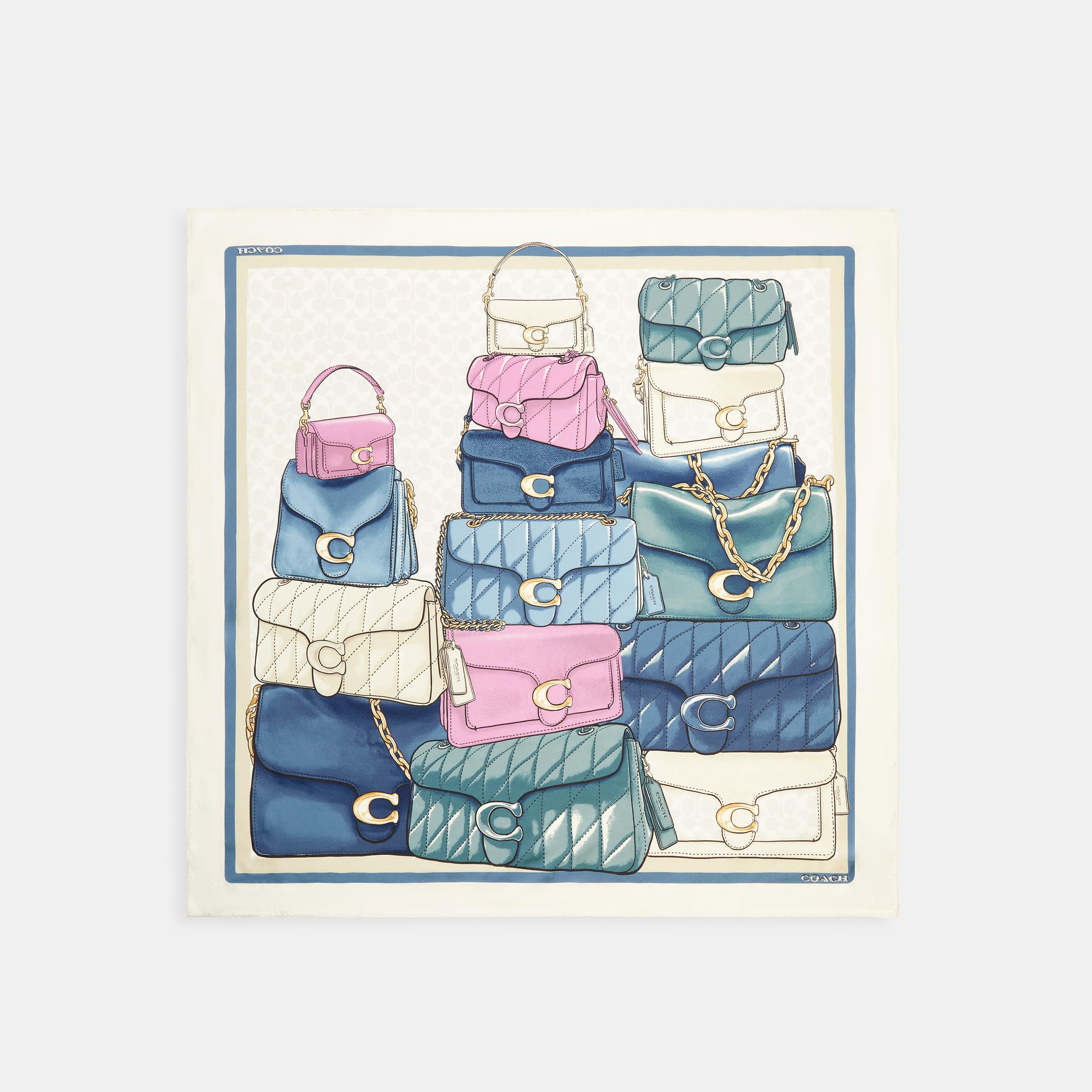 29CAS76-Stacked Tabby Printed Silk Square-Chalk Multi