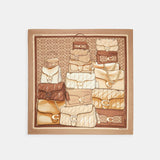 29CAS76-Stacked Tabby Printed Silk Square-Tan