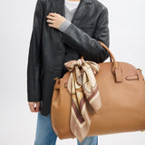 29CAS76-Stacked Tabby Printed Silk Square-Tan