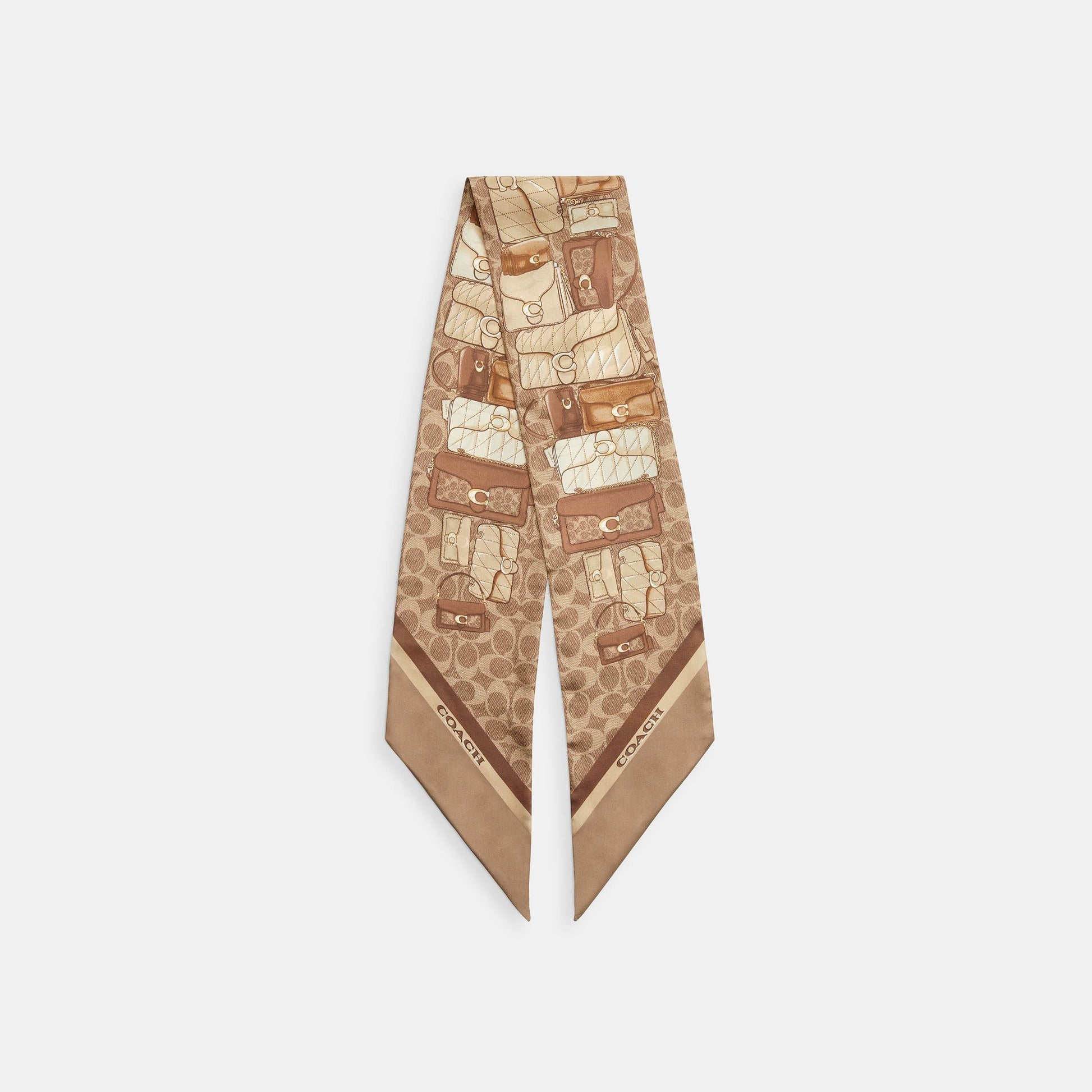 29CAS77-Stacked Tabby Printed Wide Silk Skinny-Tan