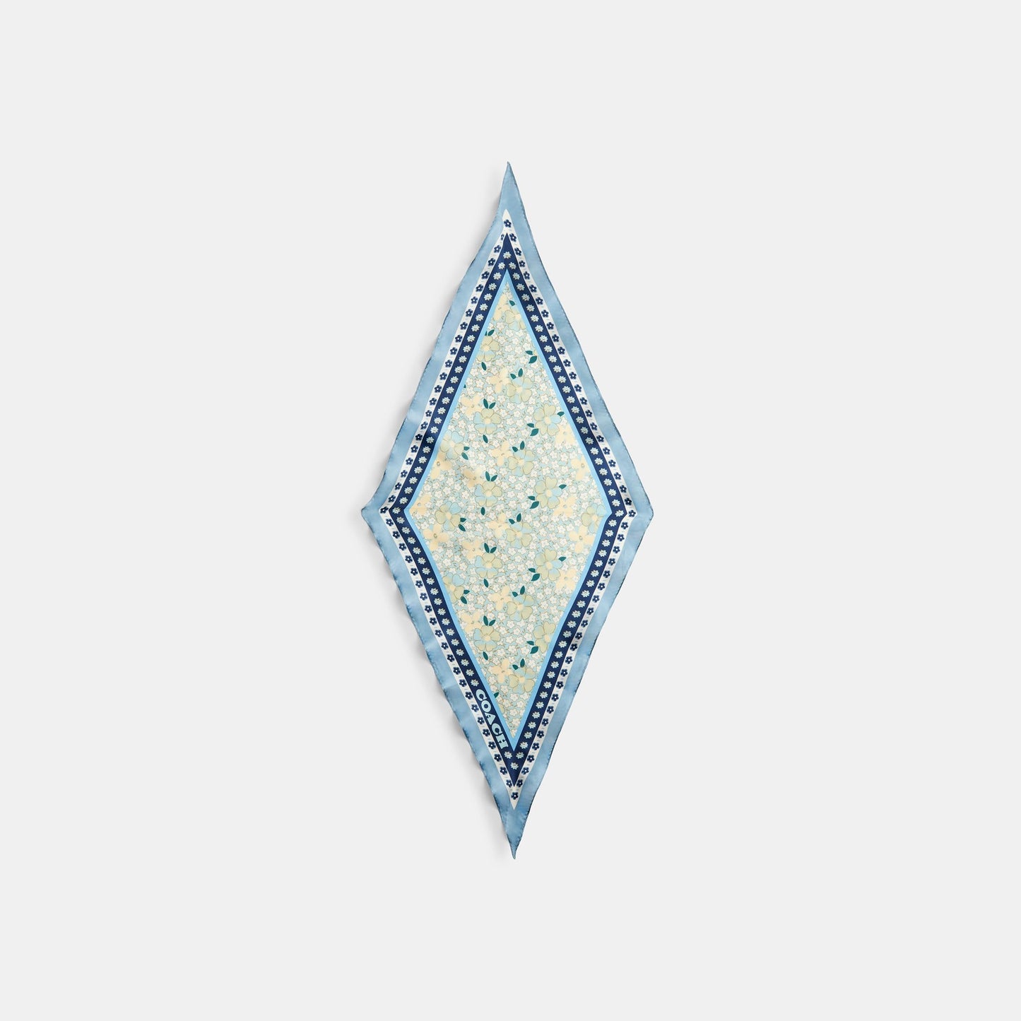 29CAT19-Vintage Floral Printed Silk Diamond-Bluebell / Multi