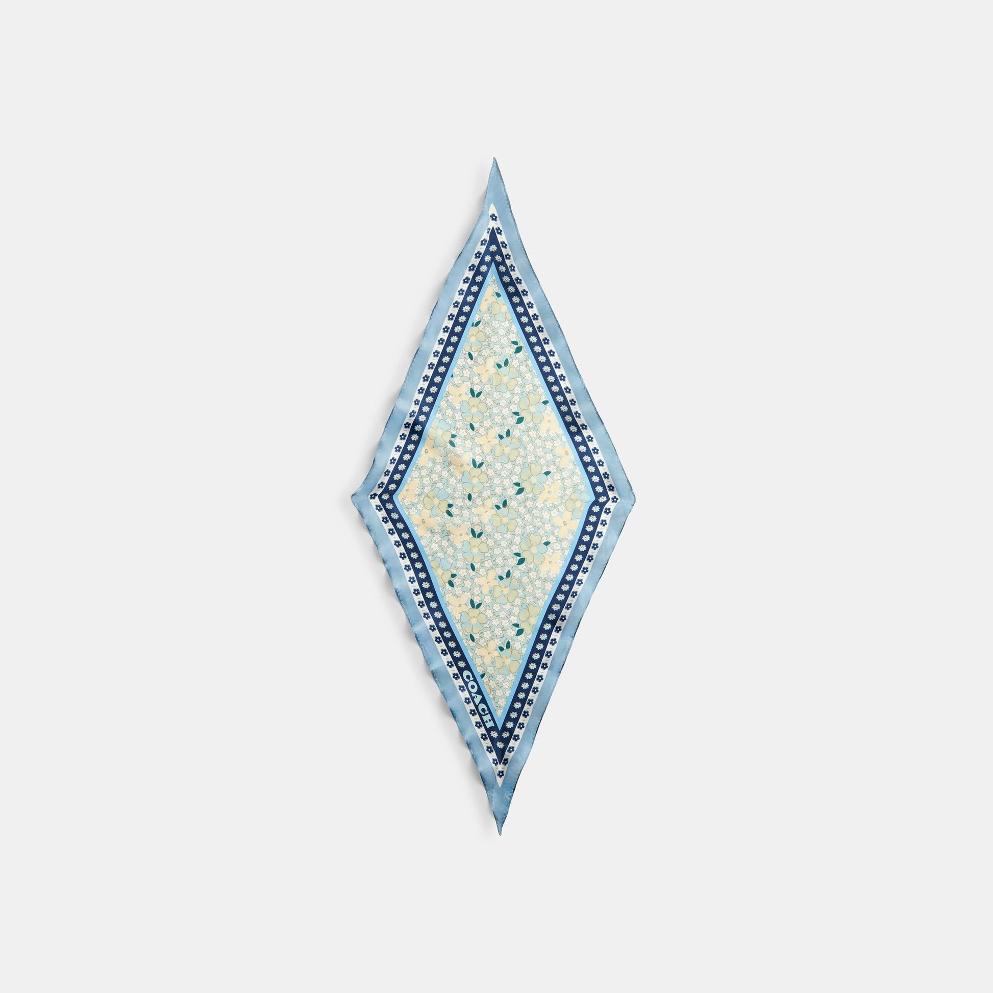 29CAT19-Vintage Floral Printed Silk Diamond-Bluebell / Multi