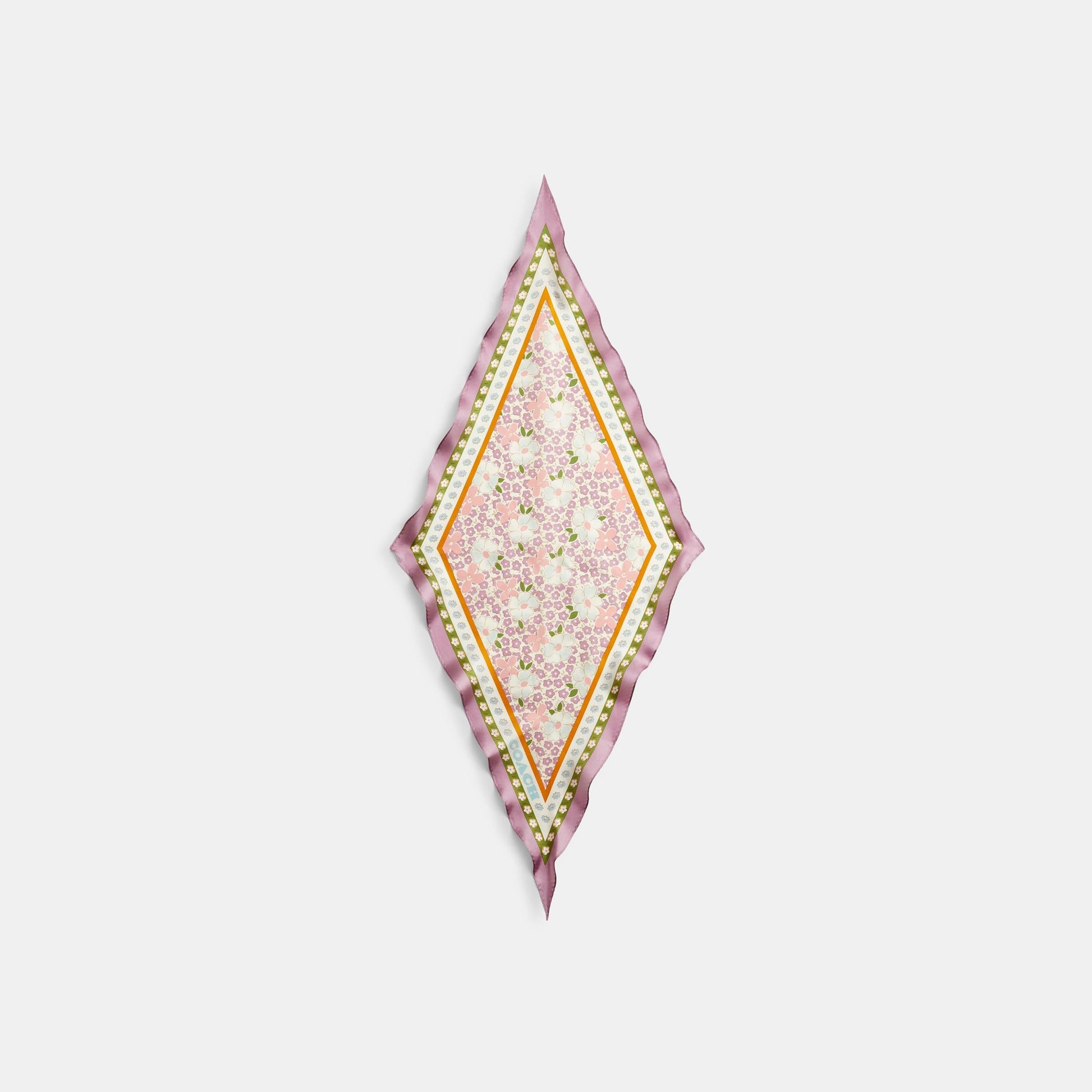 29CAT19-Vintage Floral Printed Silk Diamond-Lilac / Multi