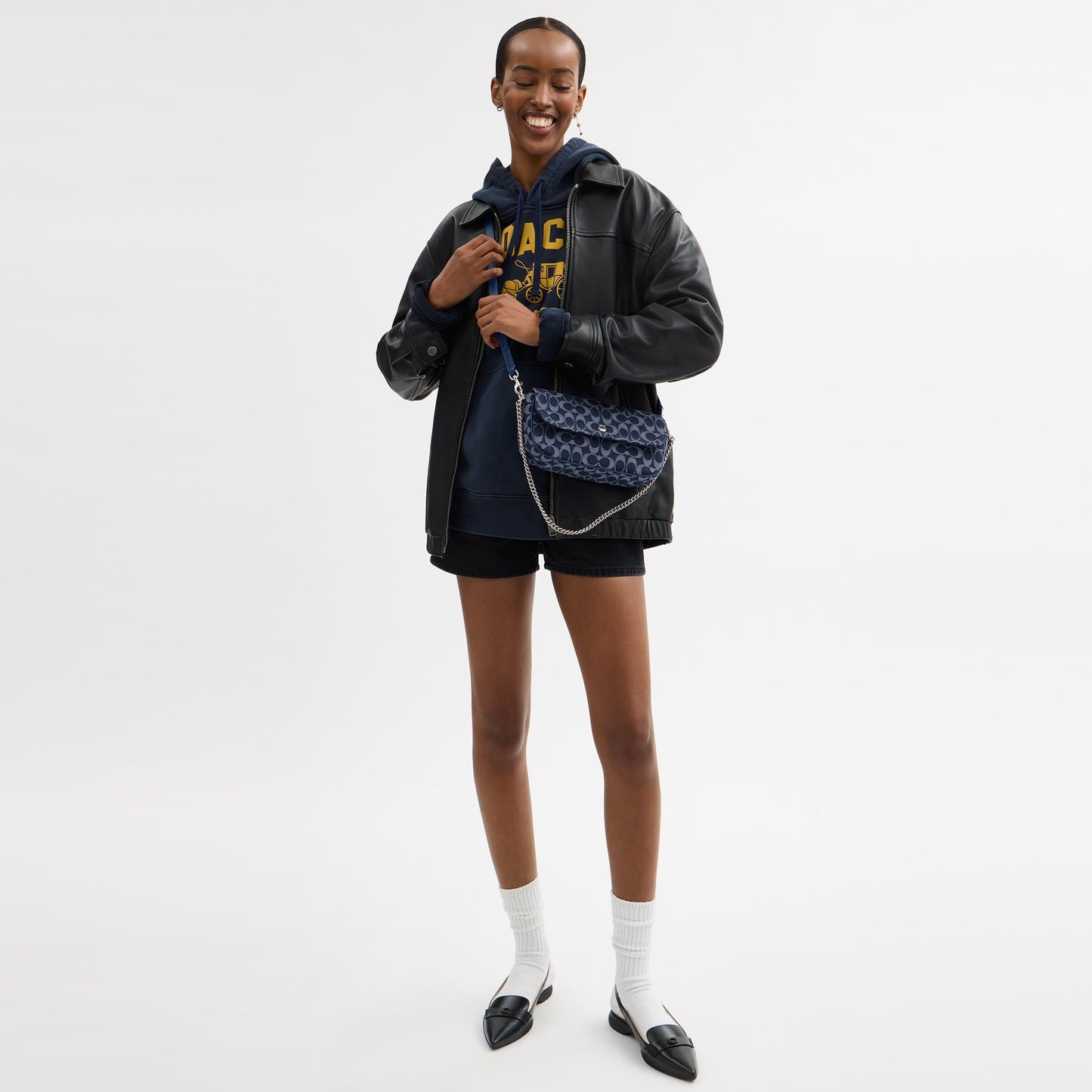 Brook Flap Chain Bag In Signature Denim