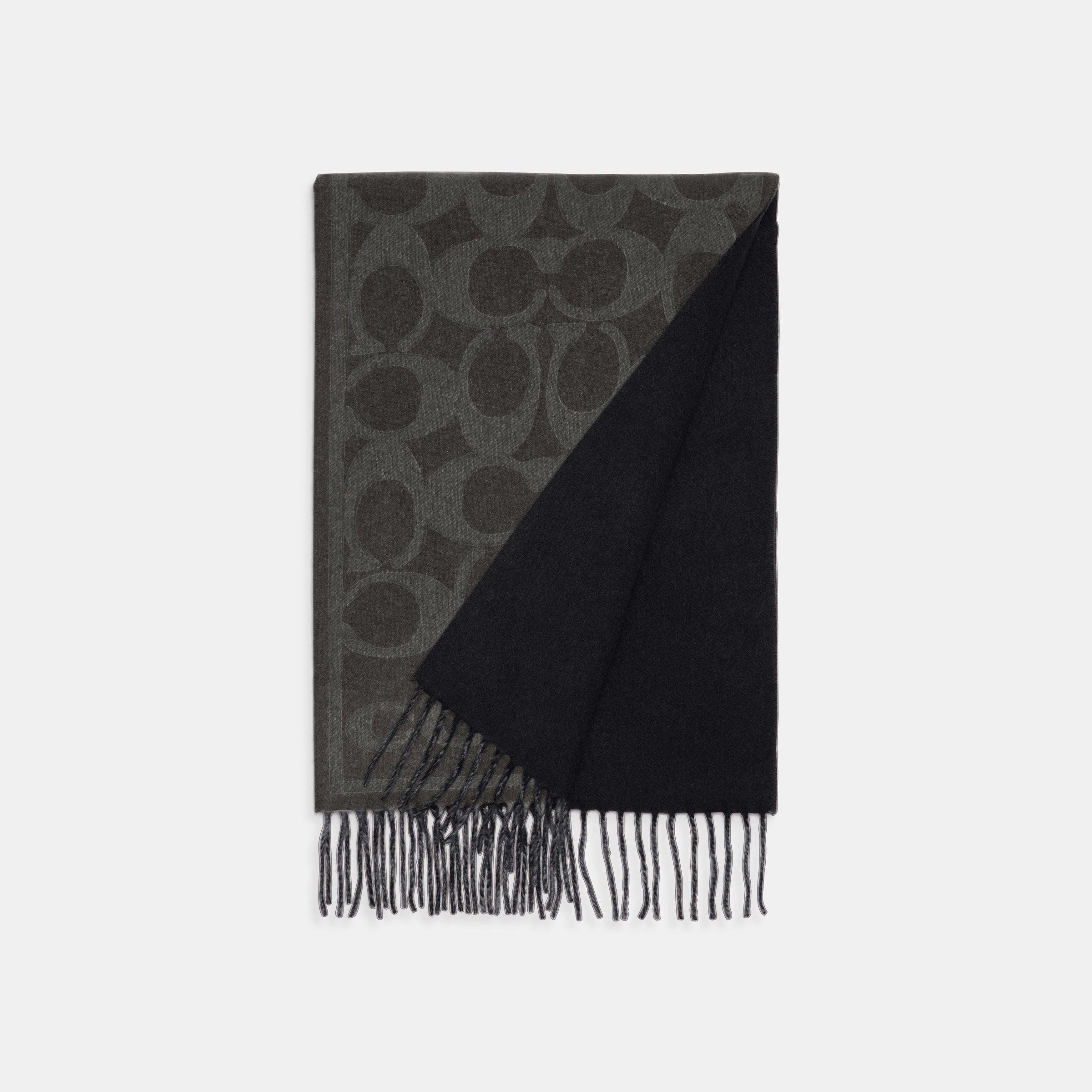CB692-Reversible Signature Cashmere Muffler-BLACK/BLACK