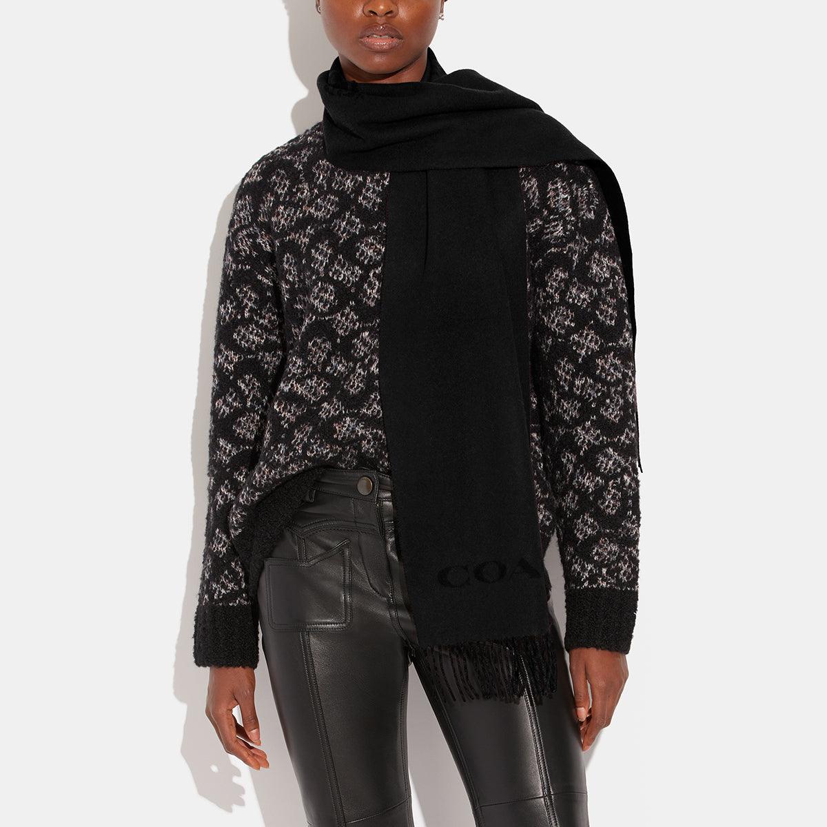 CB692-Reversible Signature Cashmere Muffler-Black