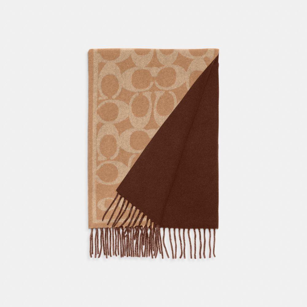 CB692-Reversible Signature Cashmere Muffler-Camel