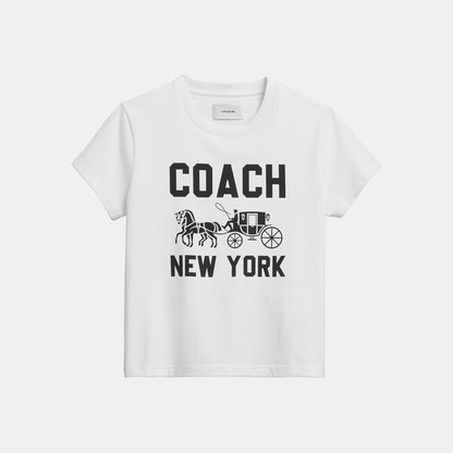 CBD21-Horse and Carriage T-Shirt in Organic Cotton-White