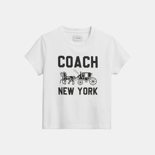 CBD21-Horse and Carriage T-Shirt in Organic Cotton-White