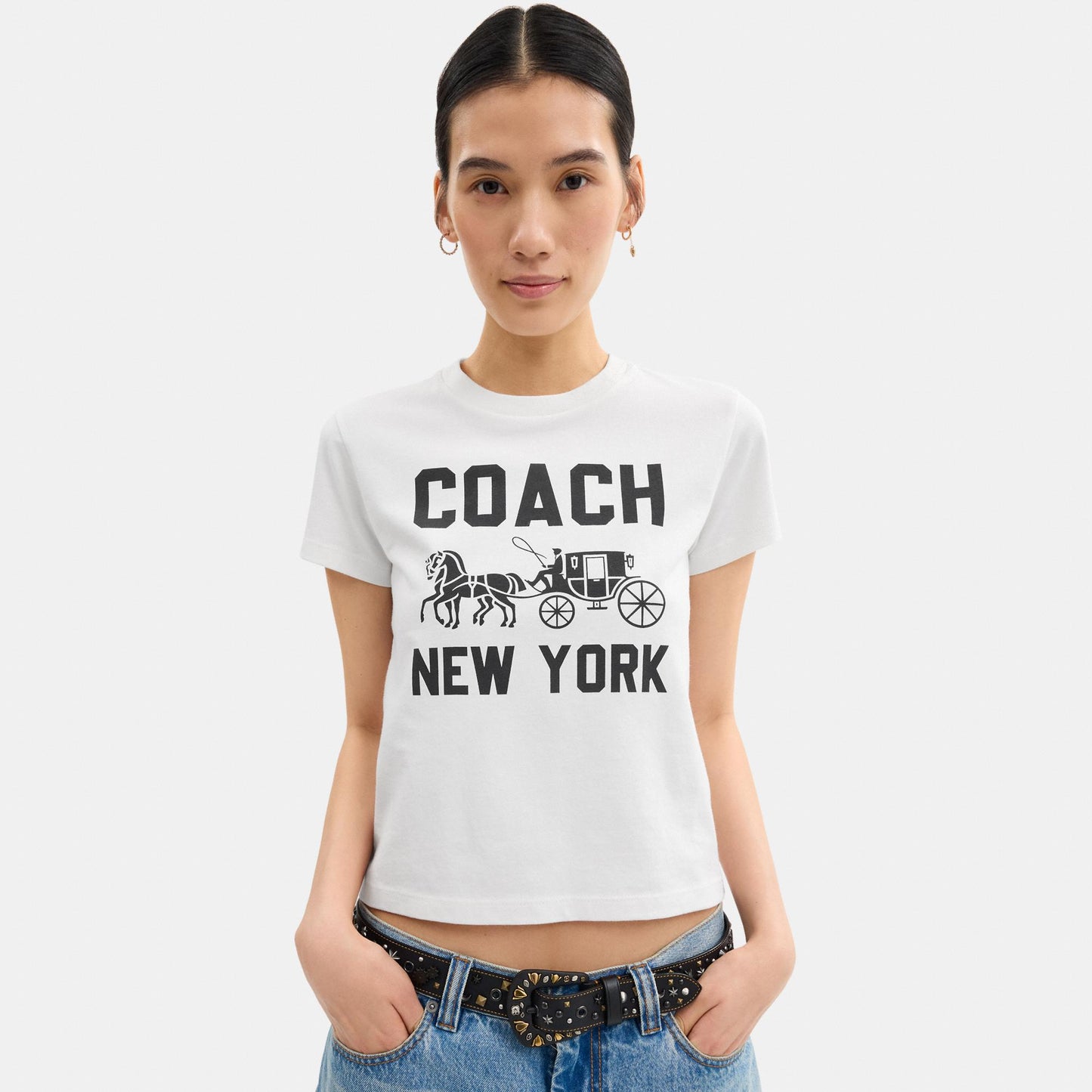 CBD21-Horse and Carriage T-Shirt in Organic Cotton-White