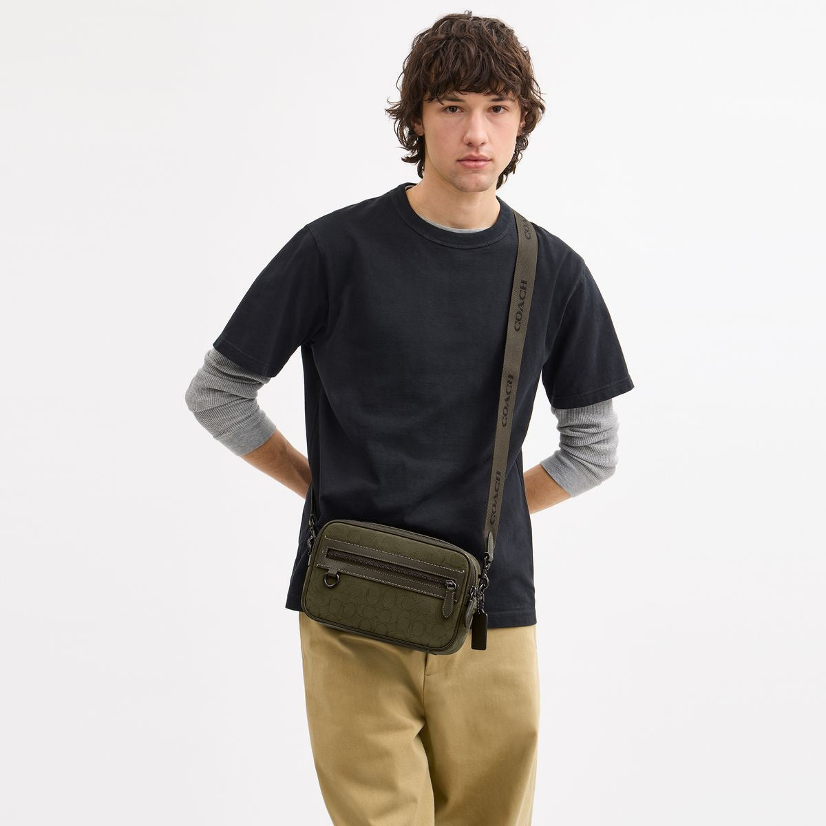 CBF21-Theo Camera Bag In Signature Jacquard-Olive Drab