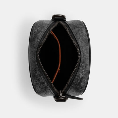 CBF95-Hitch Crossbody In Signature Canvas With Patches-Charcoal Multi